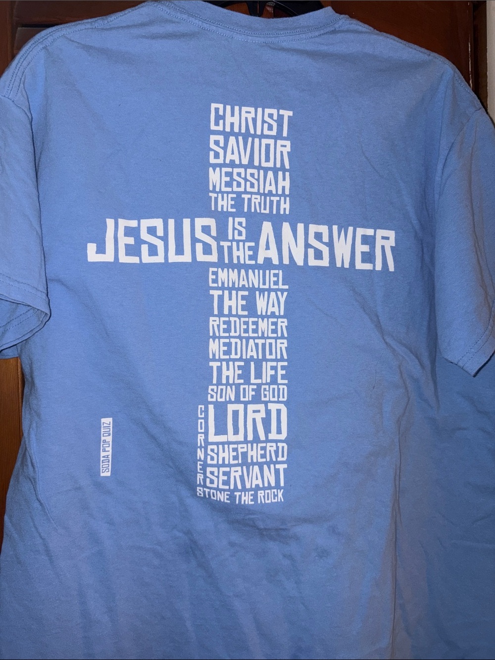 Jesus Is The Answer Blue Graphic T-Shirt